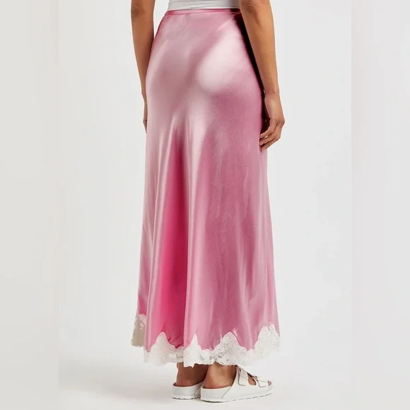 Rixo Crystal lace trim satin skirt - Picture 4 of 8